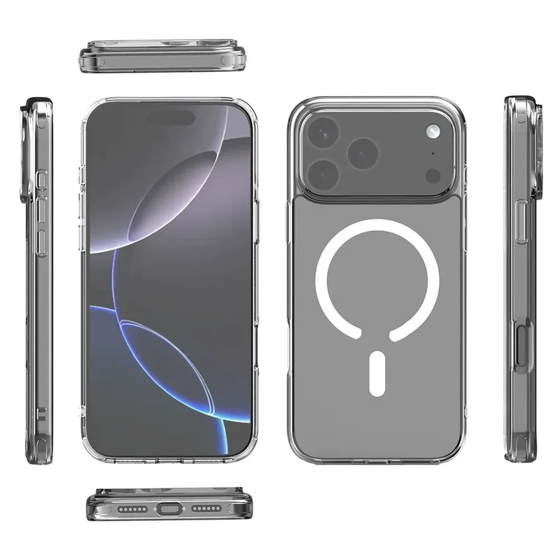 For Magsafe Magnetic Clear Shockproof Case For iPhone 17 Air 17Pro 17 Pro Max Wireless Charging Shockproof Hard PC Back Cover
