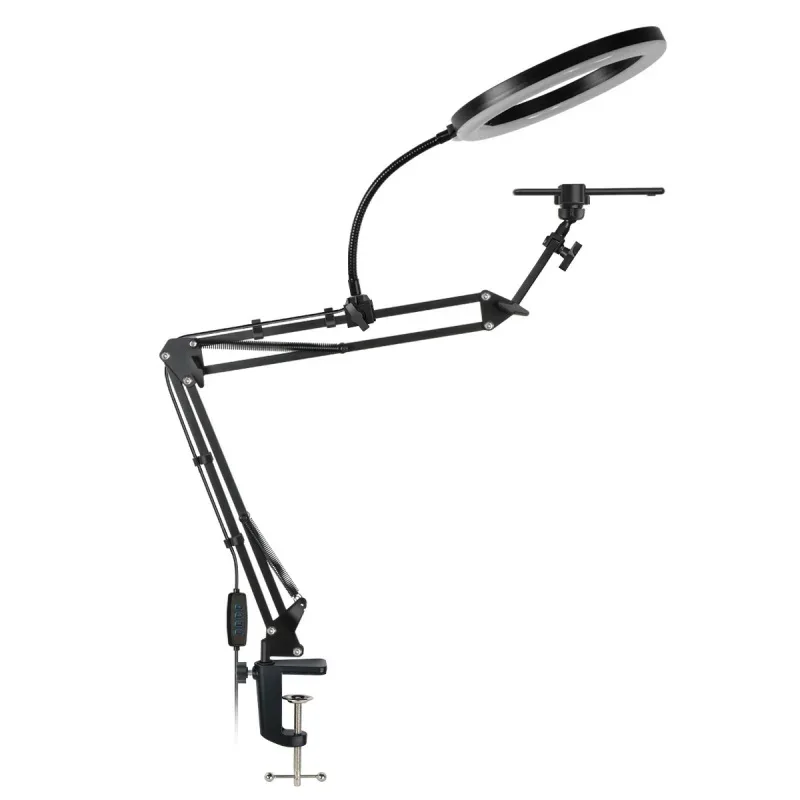 Phone Stand for Live Streaming, Desktop Boom Arm, Adjustable Height, Suitable for Selfie Shooting, Fill Light, Video Recording