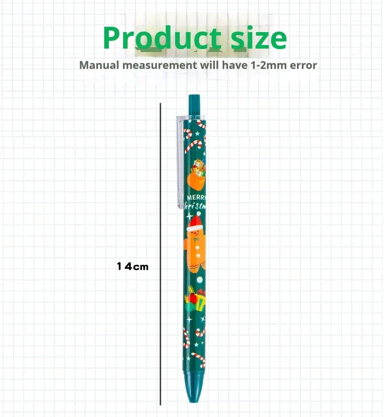 50Pcs/Lot Cute Christmas Press Gel Pens Cartoon Santa Claus Kawaii Christmas Gift Black Ink Pen Student School Office Supplies