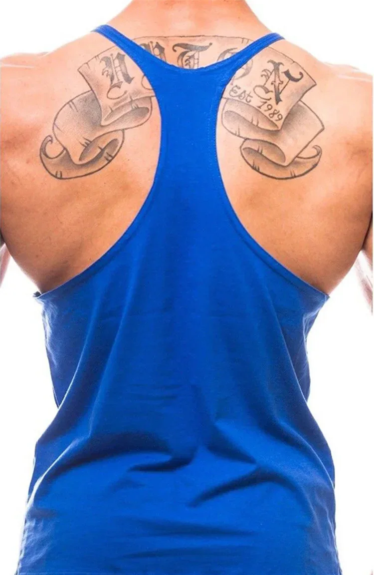 Gym Bodybuilding Tank Tops Fashion Y-back Suspenders Vests Cotton Breathable Sleeveless Singlets Mens Fitness Muscle Sport Shirt