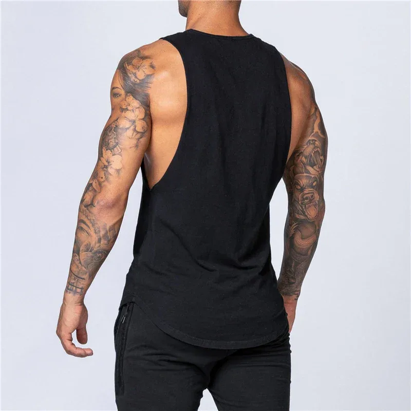Men's Gym Clothing Summer Fitness Cotton Tank Top Men Jogging Bodybuilding Sleeveless Shirt Breathable O-Neck Casual Muscle Vest