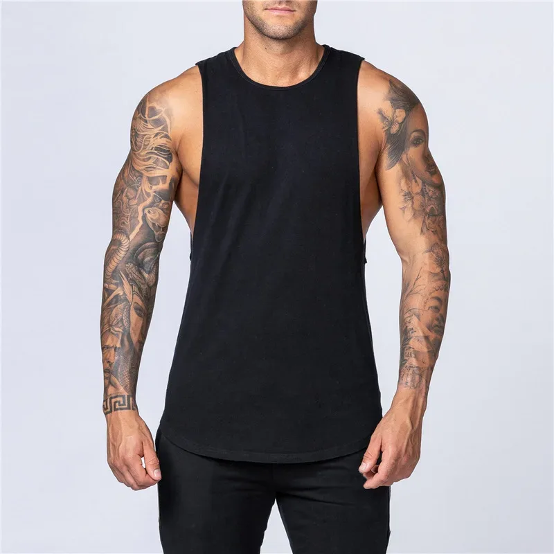 Men's Gym Clothing Summer Fitness Cotton Tank Top Men Jogging Bodybuilding Sleeveless Shirt Breathable O-Neck Casual Muscle Vest