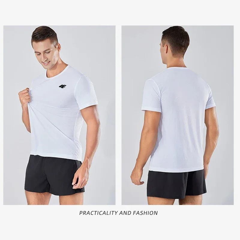 Men's Summer Exercise Trainning T-shirt High Quality Breathable Quick Dry Short Sleeved Top Marathon Gym Fitness Basketball Tees