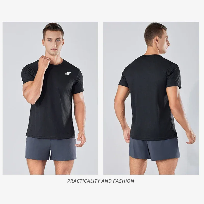 Men's Summer Exercise Trainning T-shirt High Quality Breathable Quick Dry Short Sleeved Top Marathon Gym Fitness Basketball Tees