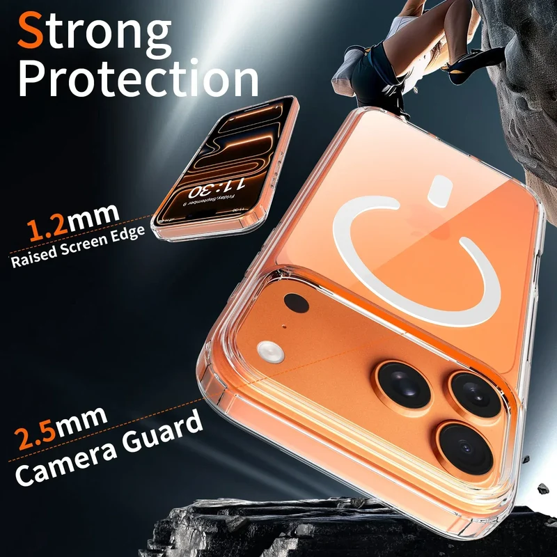 Transparent Phone Case For Magsafe iPhone 17 Pro Max Air 16E 16 E 15 Plus 14 13 Mini 12 11 X XS Mag Safe Phone Cover Accessories