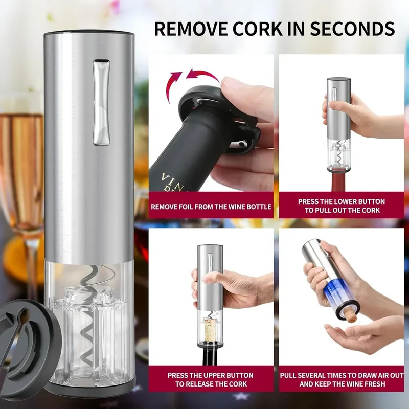 Rechargeable Electric Red Wine Openers Automatic Corkscrew Wine Openers Set Foil Cutter Wine Stopper Wine Pourer Christmas Gifts