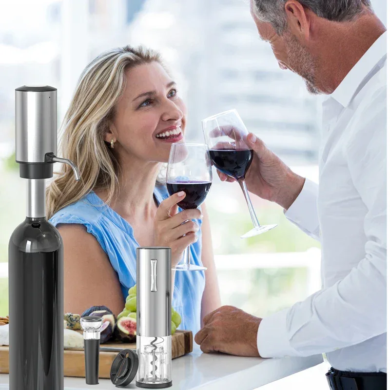 Rechargeable Electric Red Wine Openers Automatic Corkscrew Wine Openers Set Foil Cutter Wine Stopper Wine Pourer Christmas Gifts