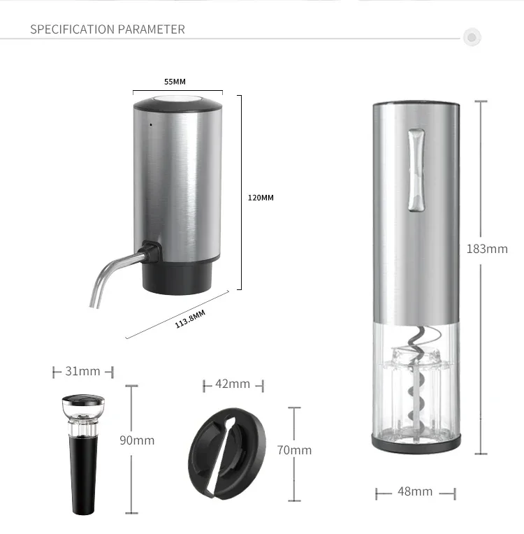 Rechargeable Electric Red Wine Openers Automatic Corkscrew Wine Openers Set Foil Cutter Wine Stopper Wine Pourer Christmas Gifts