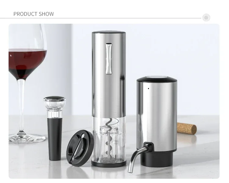 Rechargeable Electric Red Wine Openers Automatic Corkscrew Wine Openers Set Foil Cutter Wine Stopper Wine Pourer Christmas Gifts