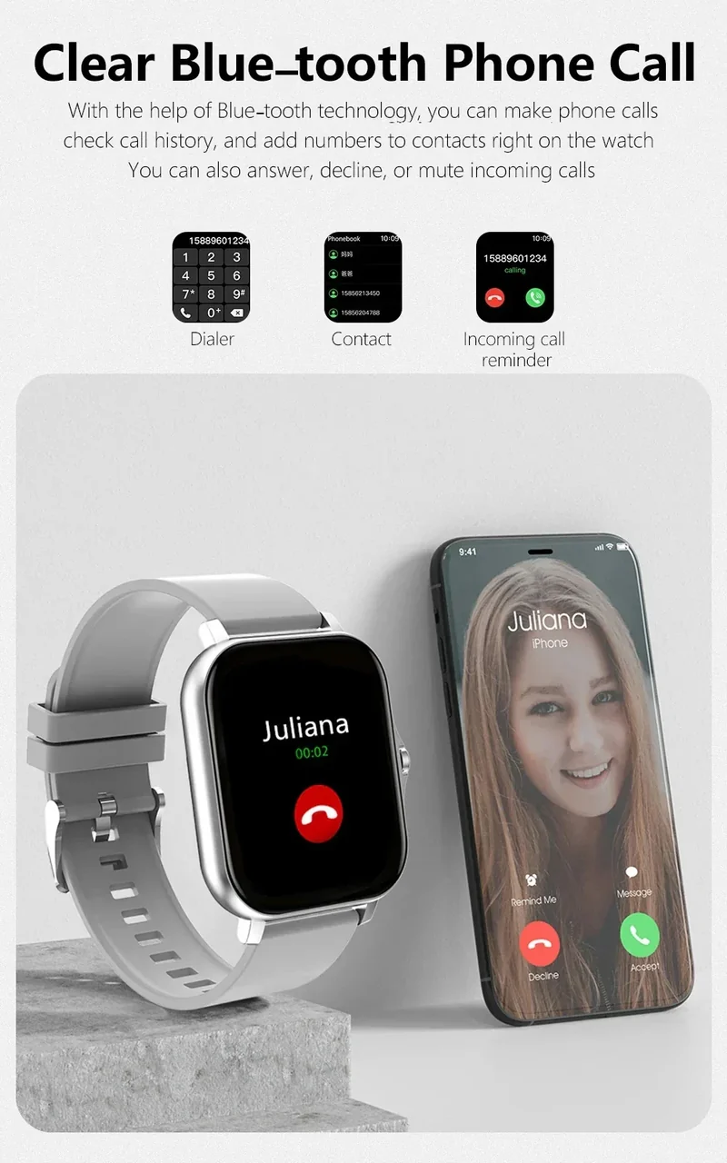2025New Upgrad Smart Watch For Men Women 1.83Inch Full Touch Display BT Call Sports Monitoring SmartWatch For Android&IOS Phone