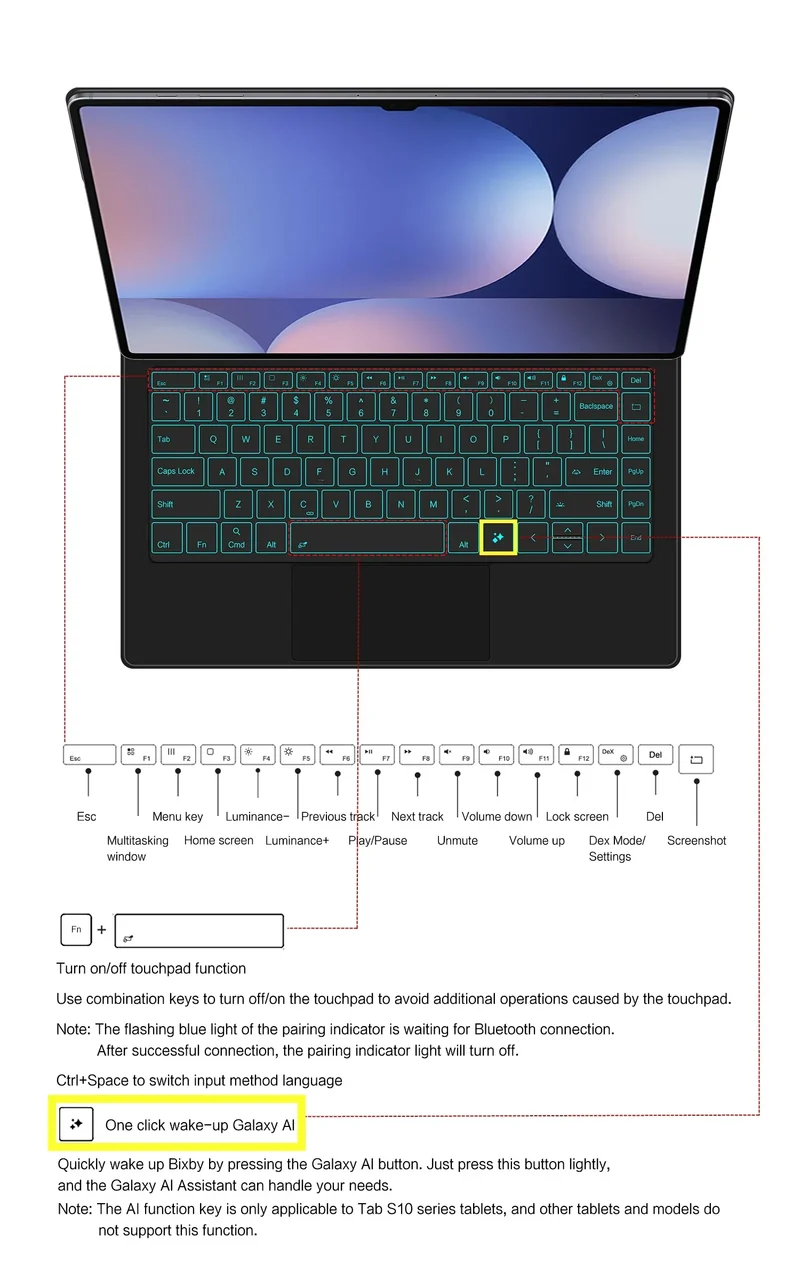 Magic Keyboard For Samsung Galaxy Tab S8 Ultra S10 S9 14.6 Inch S8U Tablet Magnetic Book Cover Case X900 X906 Backlight Touchpad