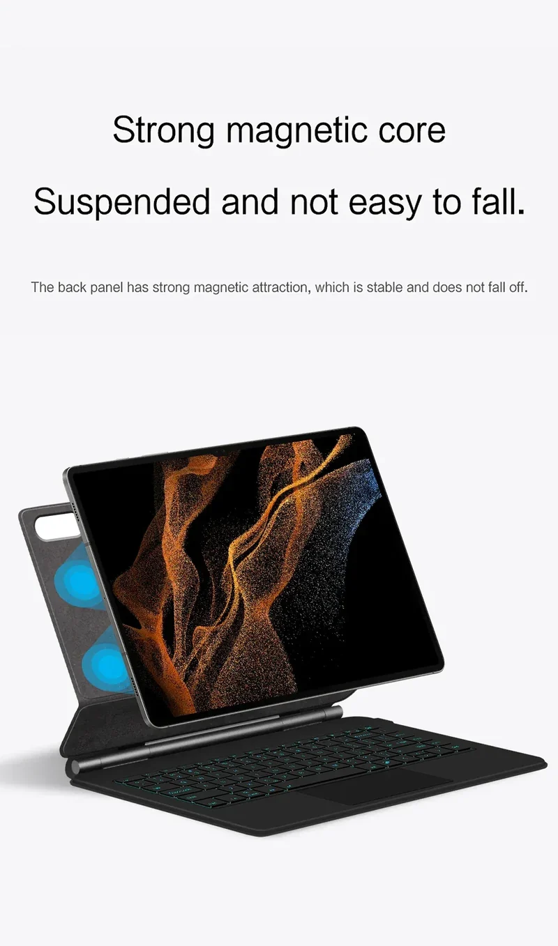 Magic Keyboard For Samsung Galaxy Tab S8 Ultra S10 S9 14.6 Inch S8U Tablet Magnetic Book Cover Case X900 X906 Backlight Touchpad