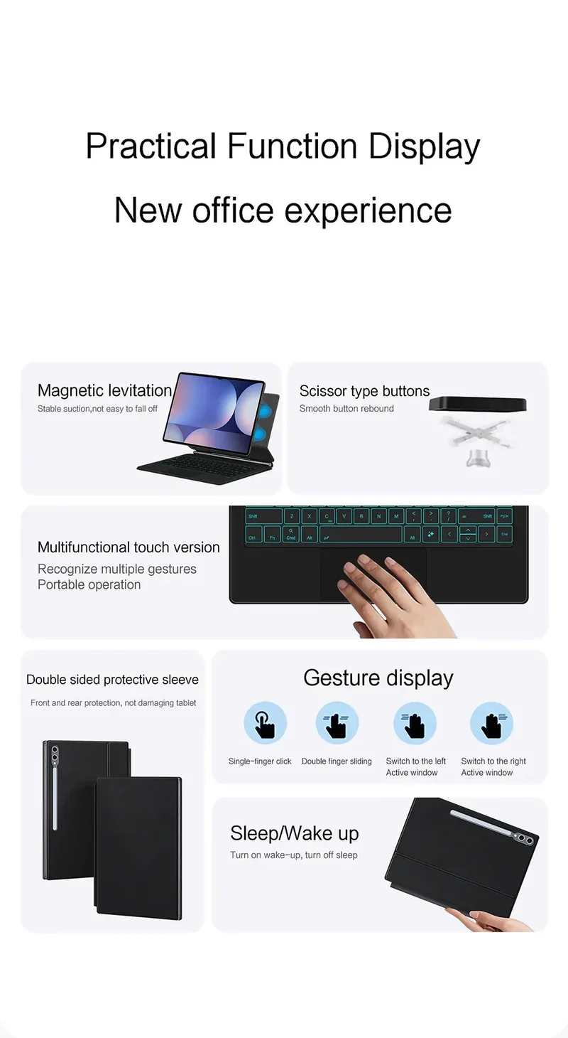 Magic Keyboard For Samsung Galaxy Tab S8 Ultra S10 S9 14.6 Inch S8U Tablet Magnetic Book Cover Case X900 X906 Backlight Touchpad