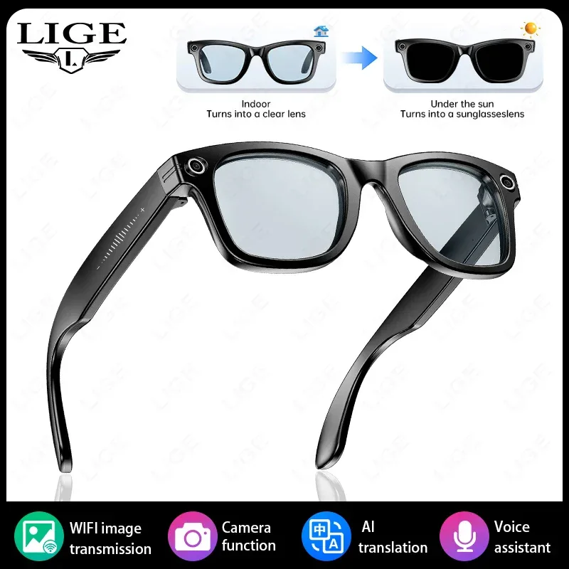 Smart Glasses 8 Million Pixels Recording Videos AI Photo Recognition Answer Translation 270mAh IP65 Waterproof Bluetooth Glasses