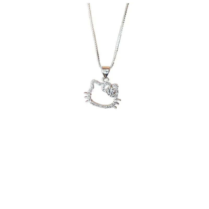 Sanrio Hello Kitty Necklace Cute Cartoon Clavicle Chain Pendant Women's Simple White Elegant Jewelry Fashion Friend Couple Gifts