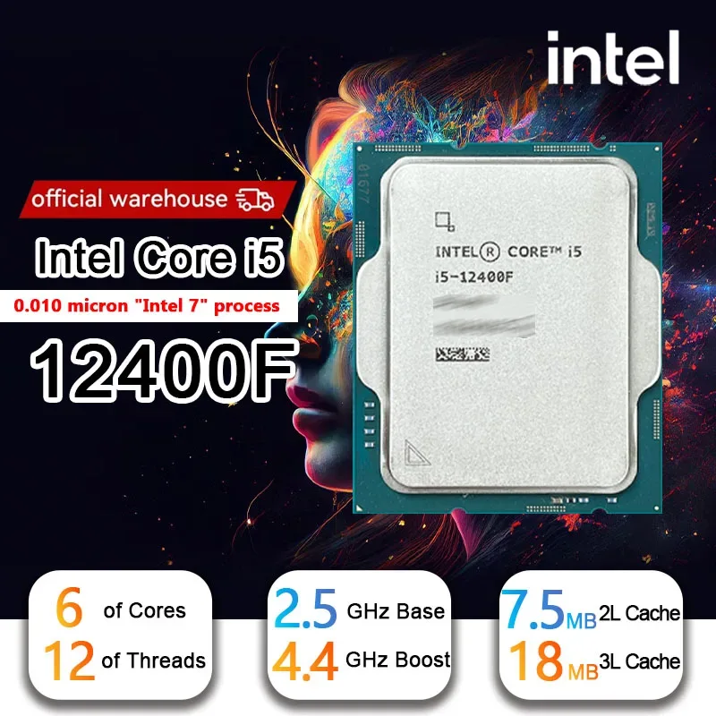Intel Core i5-12400F New i5 12400F 2.5 GHz 10NM L3=18M 65W LGA 1700