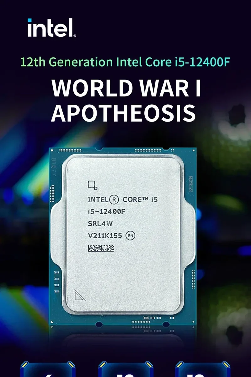 Intel Core i5-12400F New i5 12400F 2.5 GHz 10NM L3=18M 65W LGA 1700
