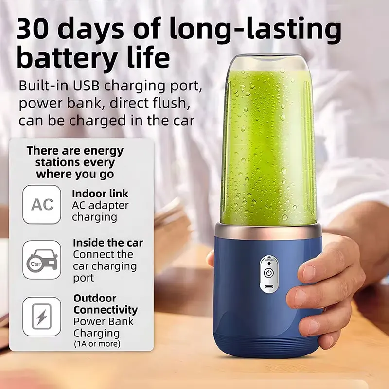 USB Personal Mini Juicer Cup Portable Handheld Travel Blender with Single Double Cups for Water Bottles