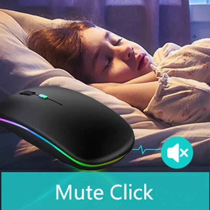 Bluetooth Wireless Mouse for Computer PC Laptop IPad Tablet with RGB Backlight Mice Ergonomic Rechargeable USB Mouse