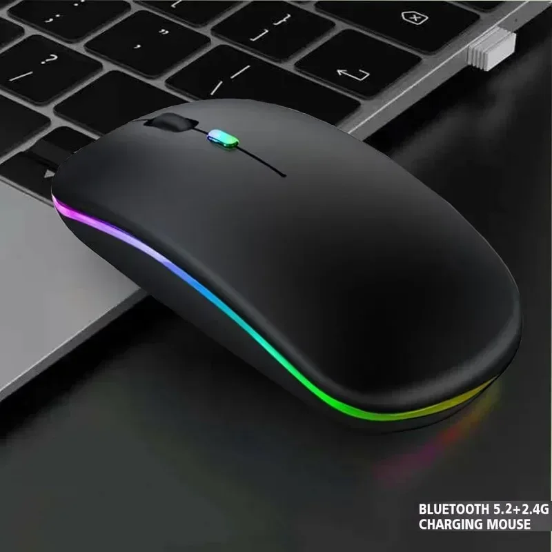 Bluetooth Wireless Mouse for Computer PC Laptop IPad Tablet with RGB Backlight Mice Ergonomic Rechargeable USB Mouse