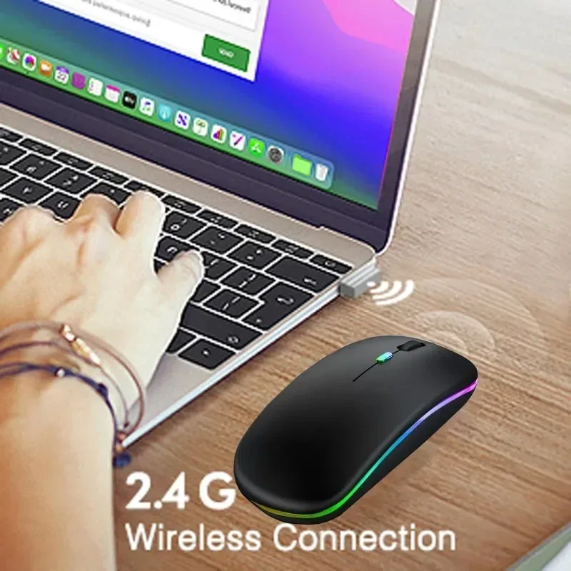 Bluetooth Wireless Mouse for Computer PC Laptop IPad Tablet with RGB Backlight Mice Ergonomic Rechargeable USB Mouse