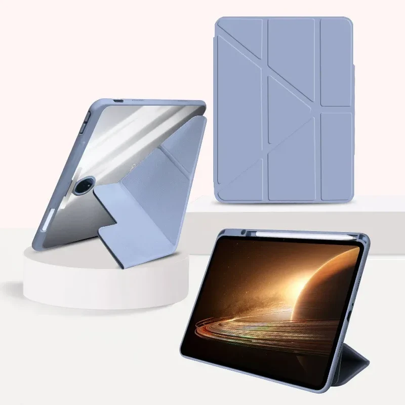 New Case For OnePlus Pad 2 12.1 Pro 12.1 Pad 11.61 GO 11.35 Y-Folding Acrylic Anti-bending Cover With Buckle Tower