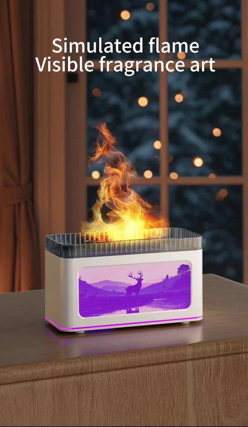 Mini Fireplace Aroma Diffuser & Air Humidifier: 7-Color Light Effects, for Christmas New Year| Essential Oil Diffuser