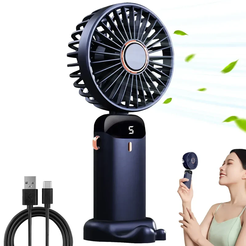 Handheld Mini Fan Foldable Portable USB Charging Neck Fan 1200mAh 5 Speed Settings Suitable for Home and Outdoor Use
