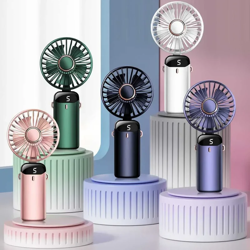 Handheld Mini Fan Foldable Portable USB Charging Neck Fan 1200mAh 5 Speed Settings Suitable for Home and Outdoor Use