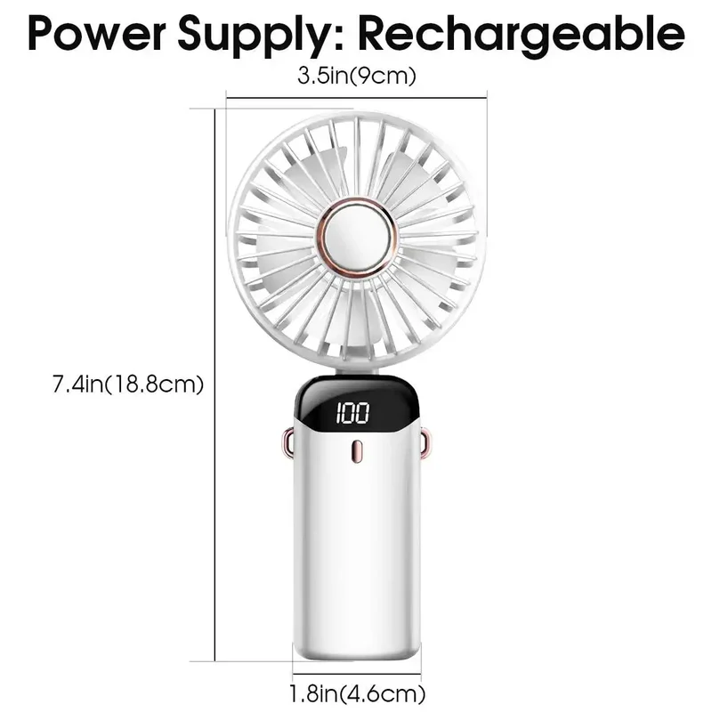 Handheld Mini Fan Foldable Portable USB Charging Neck Fan 1200mAh 5 Speed Settings Suitable for Home and Outdoor Use