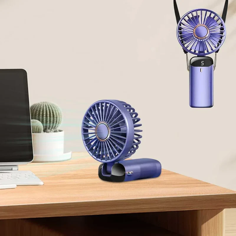 Handheld Mini Fan Foldable Portable USB Charging Neck Fan 1200mAh 5 Speed Settings Suitable for Home and Outdoor Use