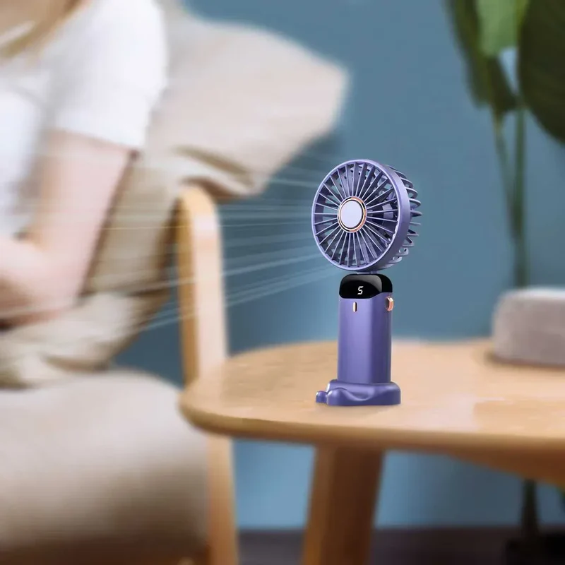 Handheld Mini Fan Foldable Portable USB Charging Neck Fan 1200mAh 5 Speed Settings Suitable for Home and Outdoor Use