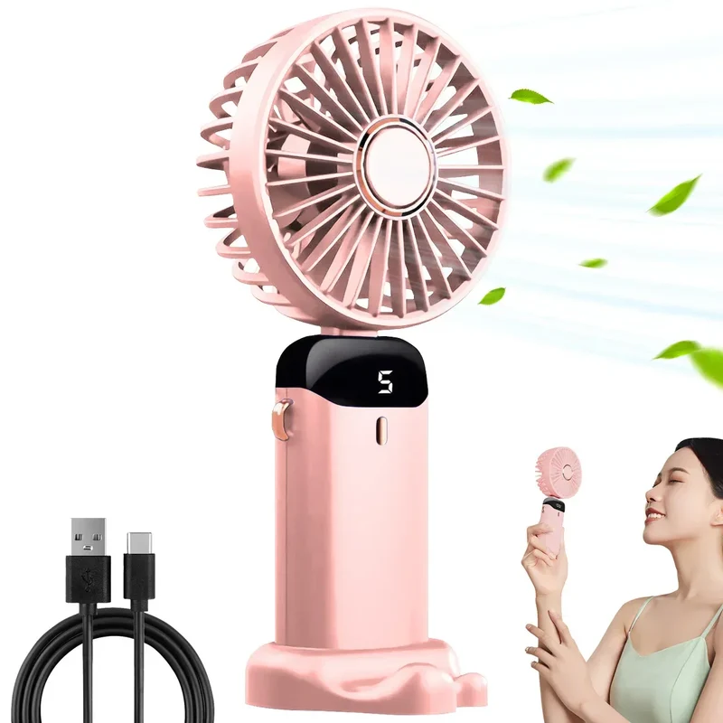 Handheld Mini Fan Foldable Portable USB Charging Neck Fan 1200mAh 5 Speed Settings Suitable for Home and Outdoor Use