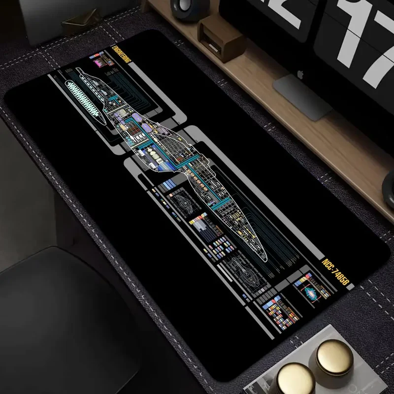 Starship Blueprint Pad Desk Pad Mouse Pad Gamer Computer Cabinet Star Trek Game Office Keyboard Animation XXL Large Desk Pad