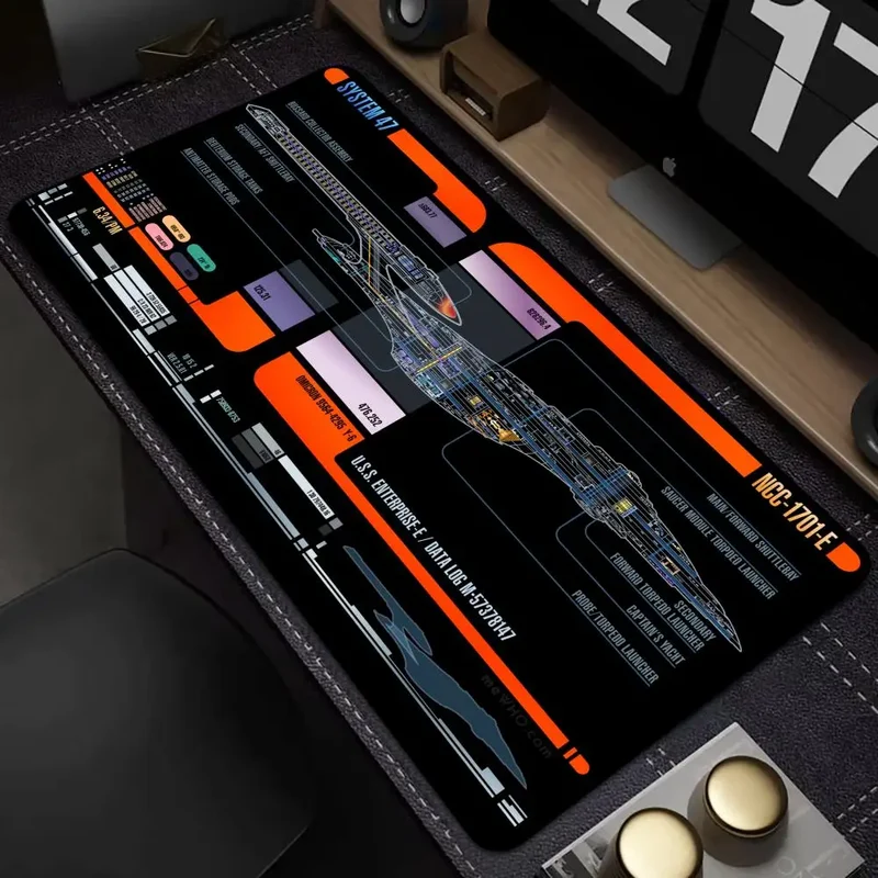 Starship Blueprint Pad Desk Pad Mouse Pad Gamer Computer Cabinet Star Trek Game Office Keyboard Animation XXL Large Desk Pad