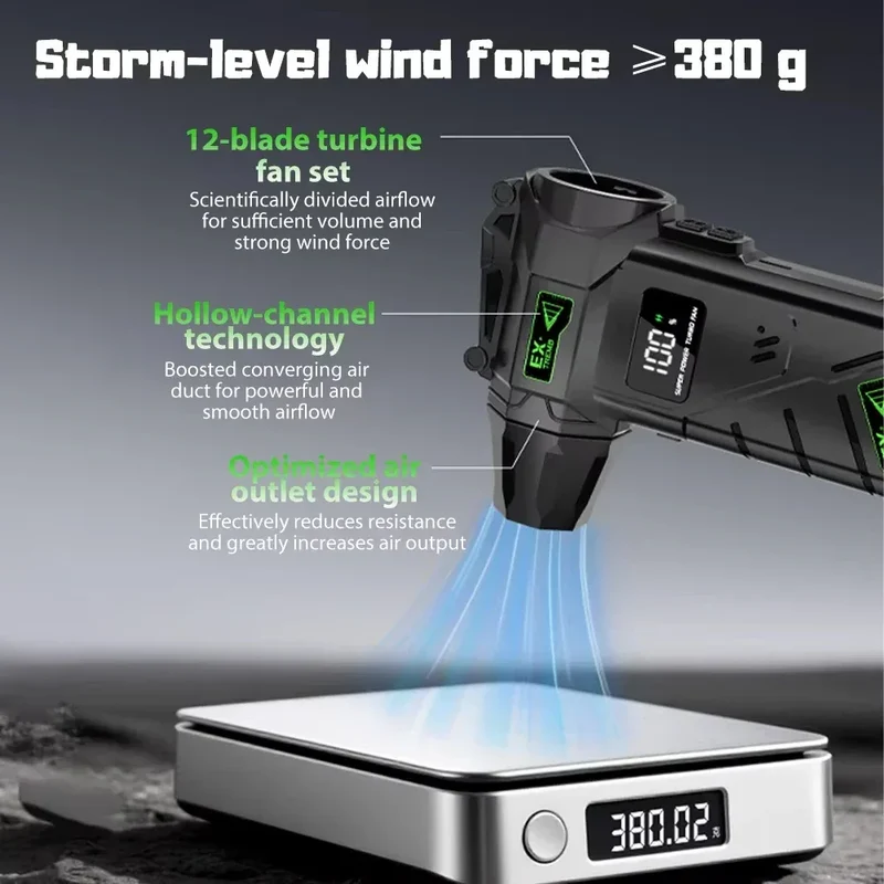 New Powerful Violent Fan 990000RPM Turbo Air Blower 380G Thrust High Speed Brushless Turbo Jet Blower With LED Lighting