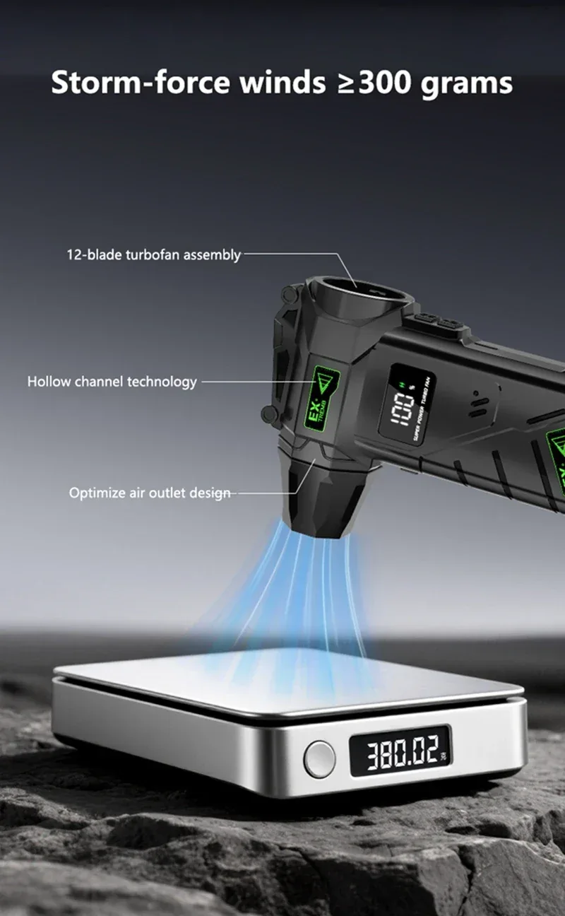 New Powerful Violent Fan 990000RPM Turbo Air Blower 380G Thrust High Speed Brushless Turbo Jet Blower With LED Lighting