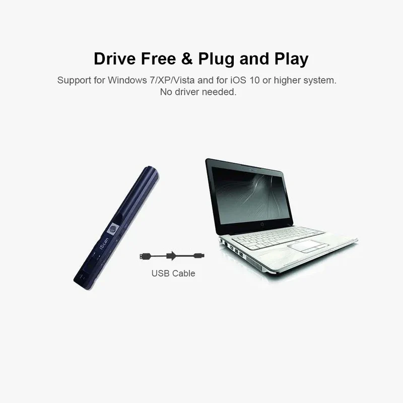 Scanner Document iScan Portable Scanner Mini Handheld Document Scanner A4 Book Scanner for JPG and PDF Format 300/600/900 DPI