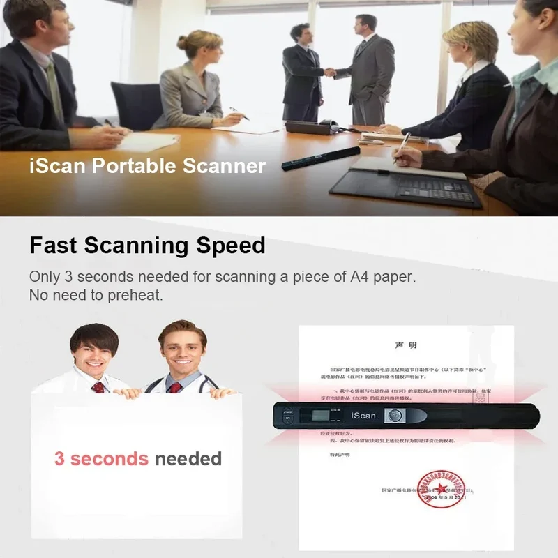 Scanner Document iScan Portable Scanner Mini Handheld Document Scanner A4 Book Scanner for JPG and PDF Format 300/600/900 DPI