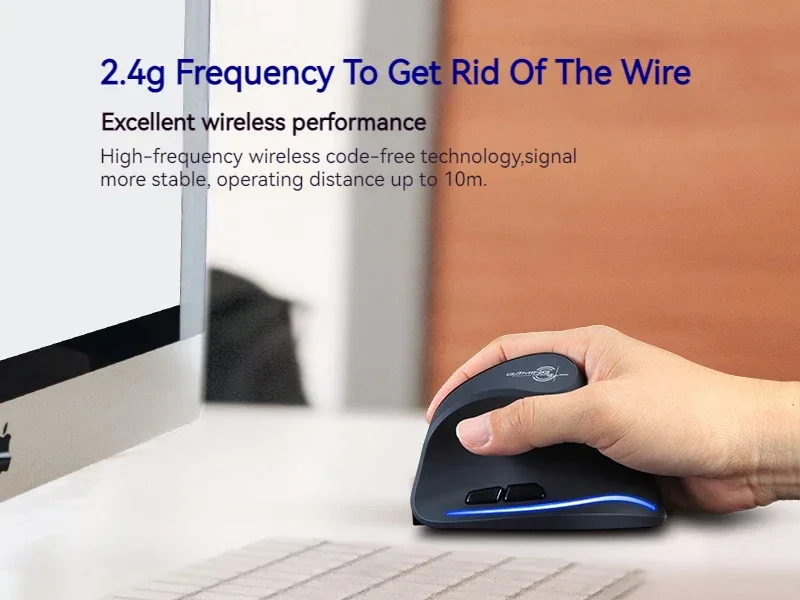 Zelotes F-35 Wireless Gaming Mouse Vertical Rechargeable 6 Key Mice 2.4G 3 Level DPI Adjustable Office/Gaming Computer Mouse