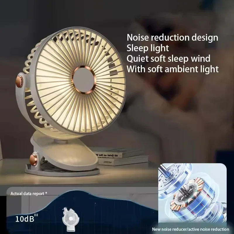 Xiaomi 2025 Clip-on Fan 8000mah 5 Speed Quiet Rechargeable Desktop Air Circulator Wireless Fan With LED Light For Office