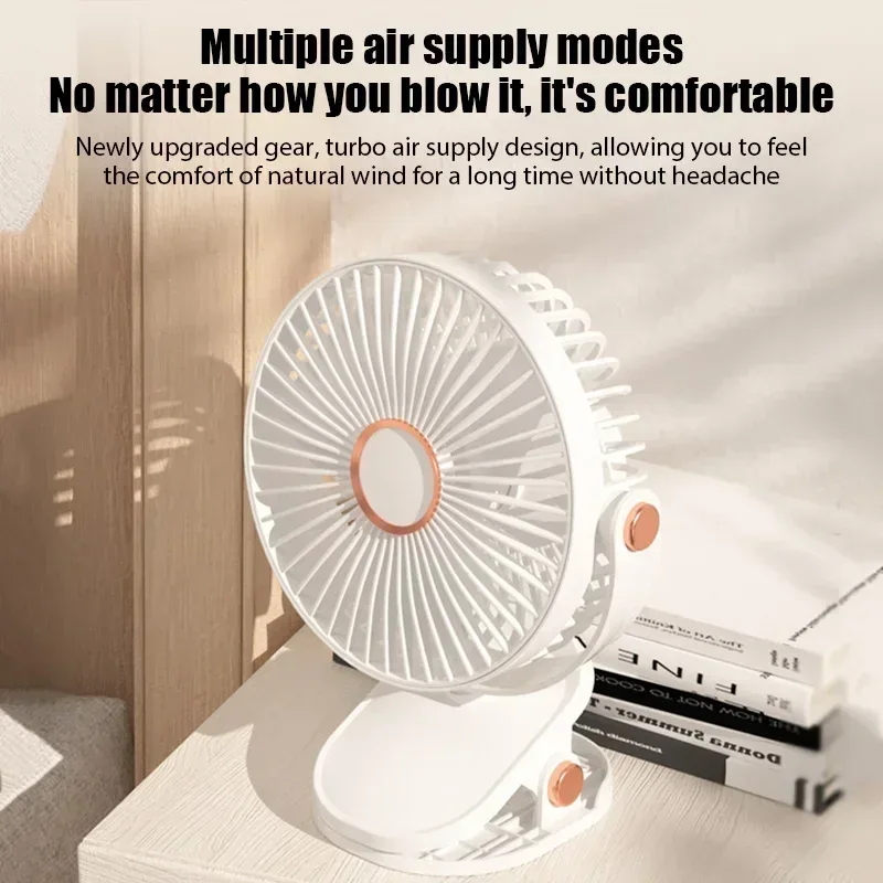 Xiaomi 2025 Clip-on Fan 8000mah 5 Speed Quiet Rechargeable Desktop Air Circulator Wireless Fan With LED Light For Office