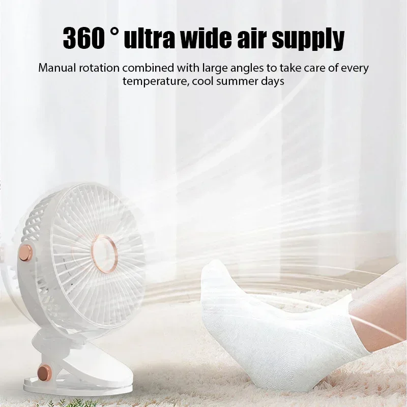 Xiaomi 2025 Clip-on Fan 8000mah 5 Speed Quiet Rechargeable Desktop Air Circulator Wireless Fan With LED Light For Office