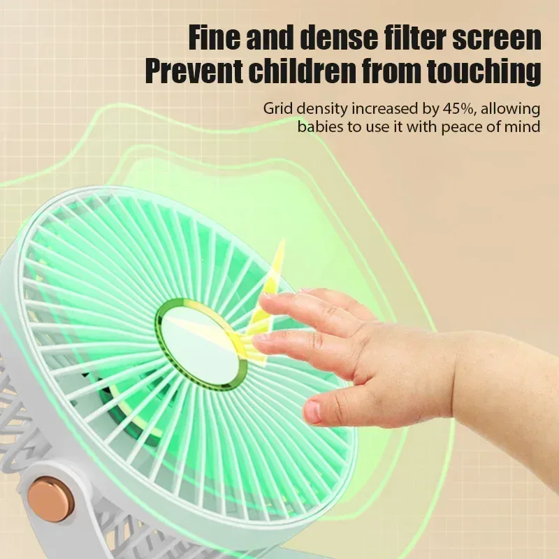 Xiaomi 2025 Clip-on Fan 8000mah 5 Speed Quiet Rechargeable Desktop Air Circulator Wireless Fan With LED Light For Office