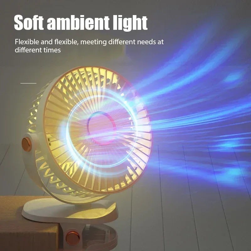 Xiaomi 2025 Clip-on Fan 8000mah 5 Speed Quiet Rechargeable Desktop Air Circulator Wireless Fan With LED Light For Office