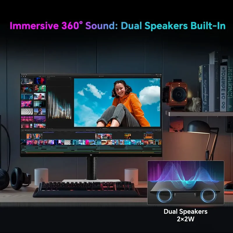 KTC H27T6 Flat Fast IPS QHD 2560*1440 @ 200Hz Overdrive to 210Hz, 1Ms GTG Response Time, 450 cd/nationwide, 27 "2K Gaming Monitor Dual Speakers flexible Stand VESA Mount, Advanced Adaptive Sync & HDR400 Supported