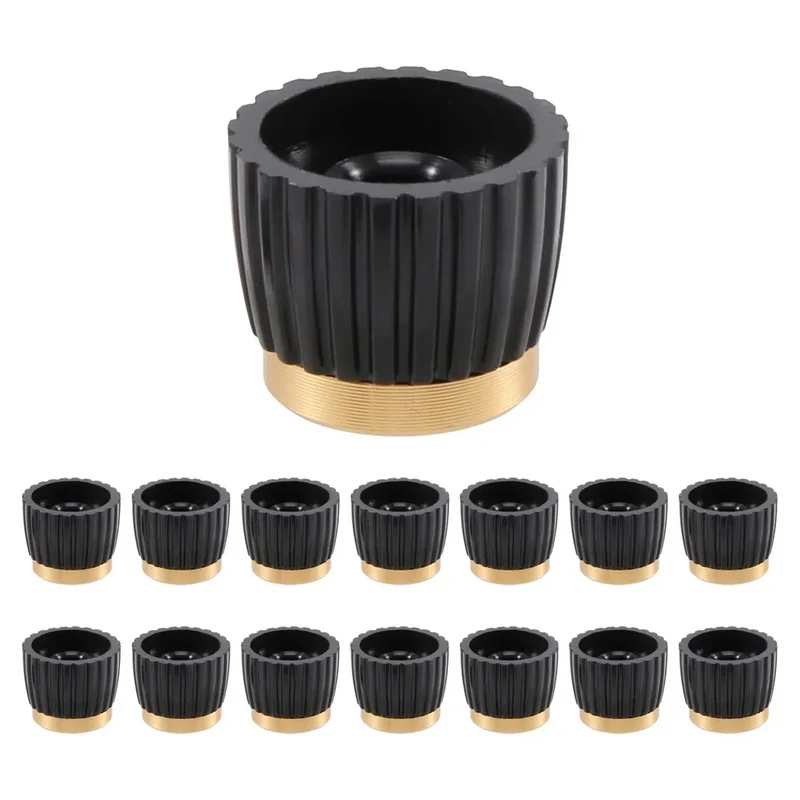 Trendy! 15Pcs Guitar AMP Amplifier Push on Fit Knobs Black with Gold Aluminum Cap Top Fits 6Mm Diameter Pots Marshall Amplifiers