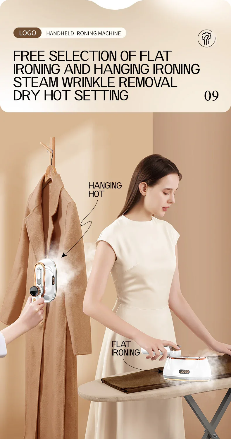 2025 New Ai Smart LED Digital Display Handheld Steam Iron Home Travel Portable Steam Iron 1200W High Power Handheld Hanging Iron