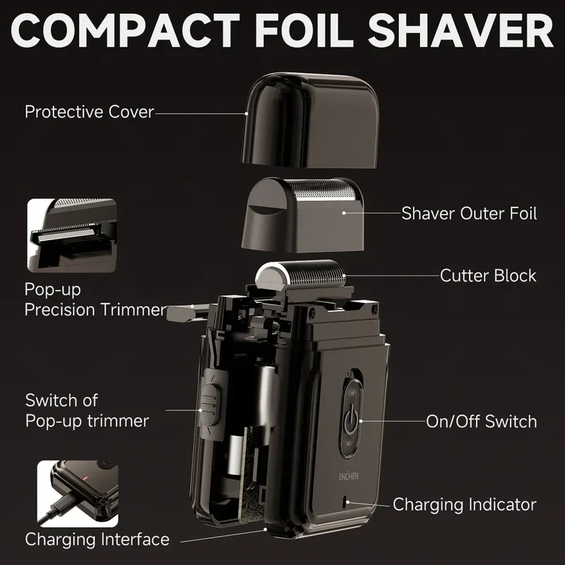 ENCHEN Shaver Electric Professional Shaver Portable Shaving Machine Beard Trimmer Face Shaver Reciprocating Shaver for Men MS003