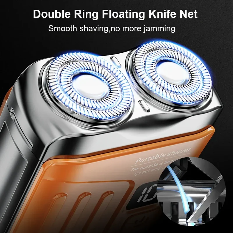 Electric Shaver Men Beard Trimmer Wet Dry Use Dual Blades Razor USB Rechargeable Mini Portable Face Beard Shaver For Home Travel